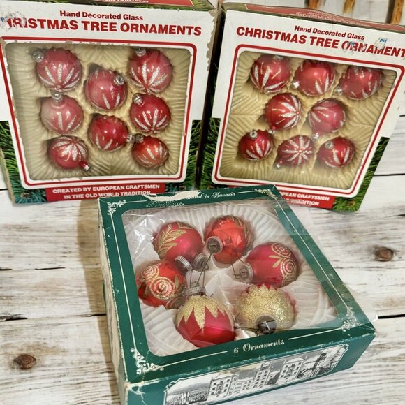Commodore Other - 22 Vintage Romania Christmas Glass Ornaments European Bavaria Mica Glitter